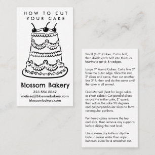 Cake Cutting Instructions Bakery Dessert Wedding  Business Card