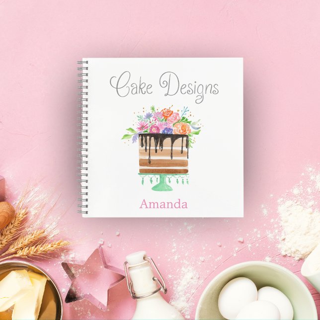 Cake Designs  Watercolor Floral Cake Designs Notebook (Creator Uploaded)