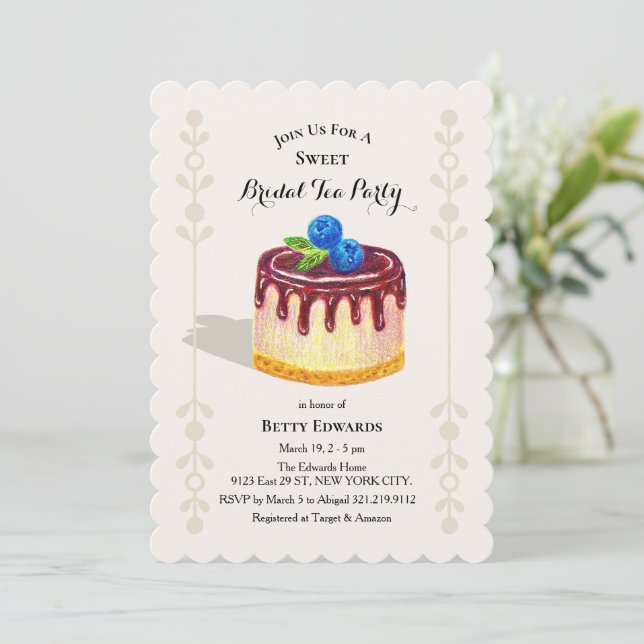Cake Dessert Sweet Personalized Bridal Shower  Invitation (Standing Front)