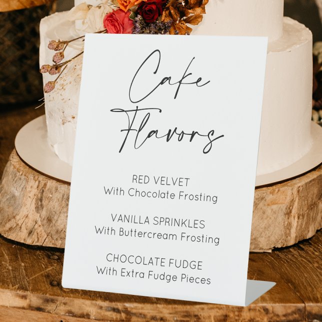 Cake Flavors Wedding Events Pedestal Sign (Cake flavors wedding sign)