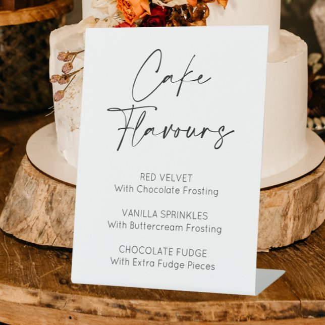 Cake Flavors Wedding Events Pedestal Sign (Cake flavours wedding sign)
