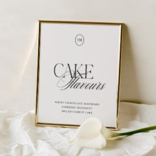 Cake Flavours Modern Elegant Monogram Wedding Sign