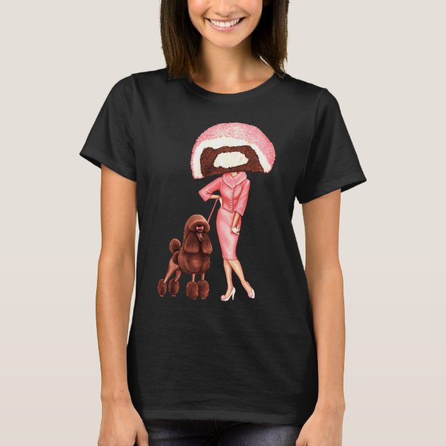 Cake Head Snow Cake Poodle Pin Up T-Shirt (Front)