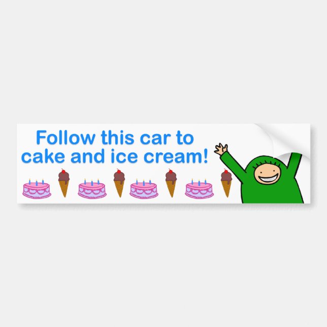 Cake & Ice Cream (Blue Text) Bumper Sticker (Front)
