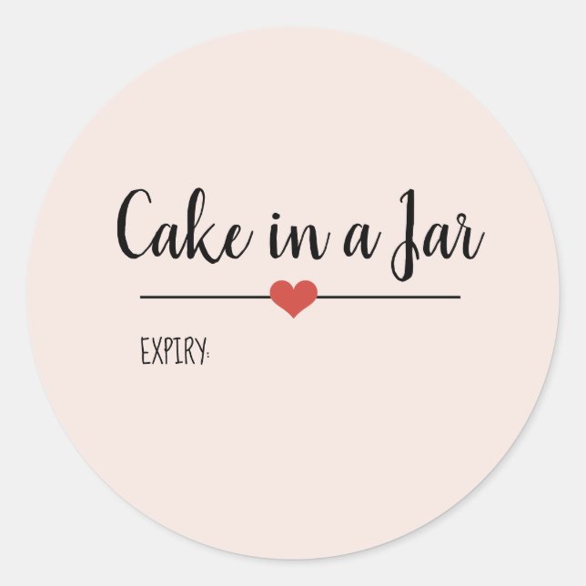Cake in a Jar blush pink script custom Classic Rou Classic Round Sticker (Front)
