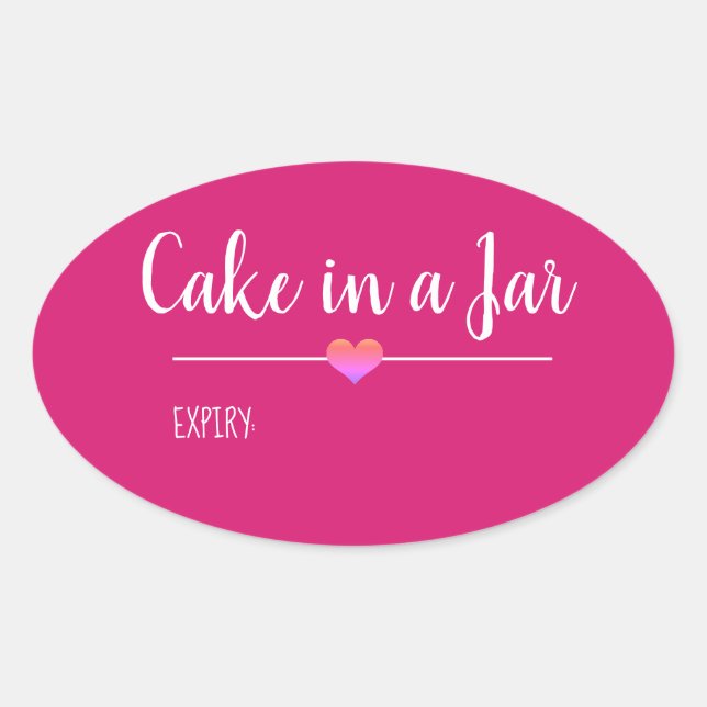 Cake in a Jar blush pink script custom Oval Sticke Sticker (Front)