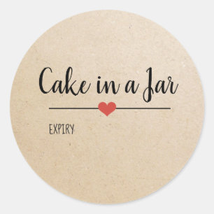 Cake in a Jar kraft script custom Classic Round Sticker