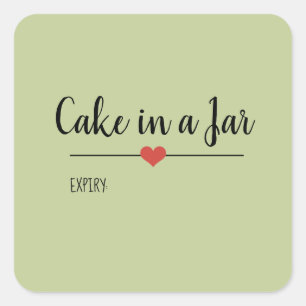 Cake in a Jar sage green script  Square Sticker