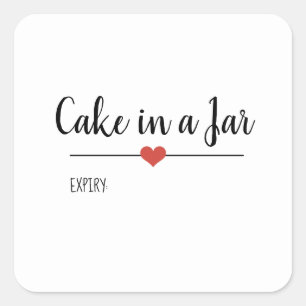 Cake in a Jar white script Square Sticker