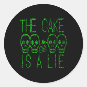 Cake Is A Lie Video Game Graphic Gamer Meme Gaming Classic Round Sticker
