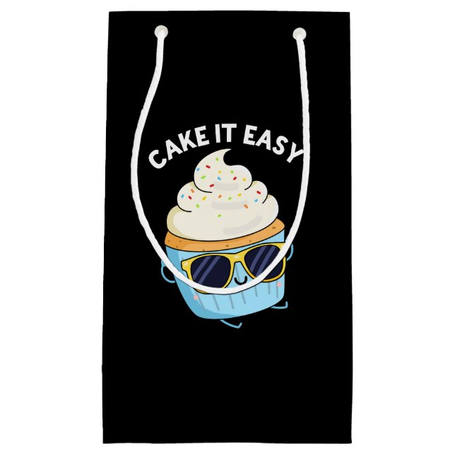 Cake It Easy Funny Cupcake Pun Dark BG Small Gift Bag (Front)