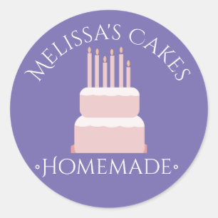 Cake  Logo Pink Stickers Homemade Bakery 