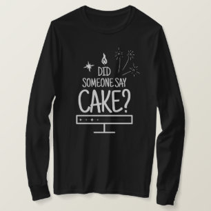 Cake Lover Quote Minimal White Typography Black T-Shirt
