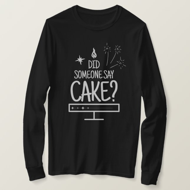 Cake Lover Quote Minimal White Typography Black T-Shirt (Design Front)
