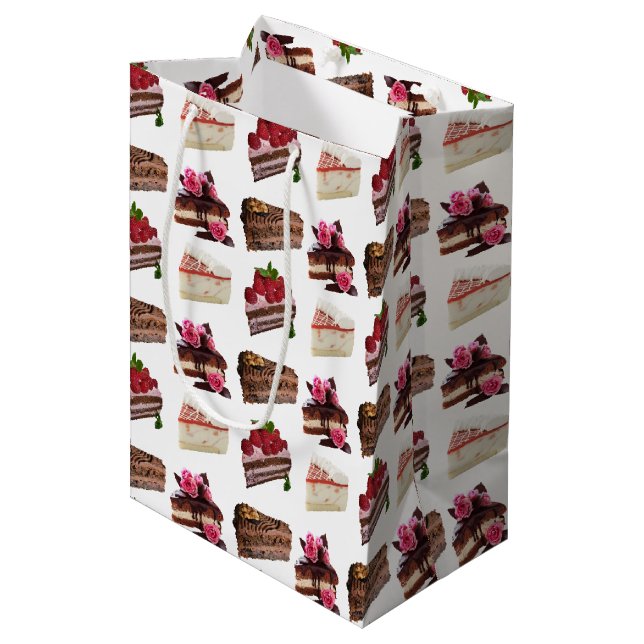 Cake Lovers Delicious Desserts Pattern Medium Gift Bag (Front Angled)