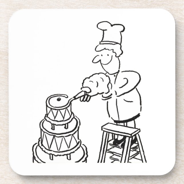 Cake Maker Decorating Giant Cake Coaster (Front)