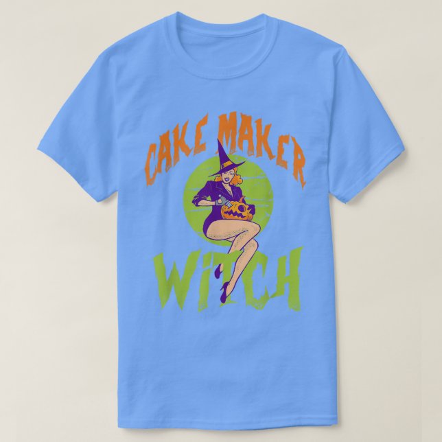Cake Maker Witch - Funny Cake Maker Halloween  T-Shirt (Design Front)