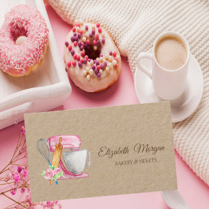 Cake Mixer Flowers Whisk,Rolling Pin Bakery  Business Card