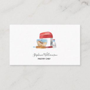 Cake Mixer Modern Watercolor Bakery  Business Card