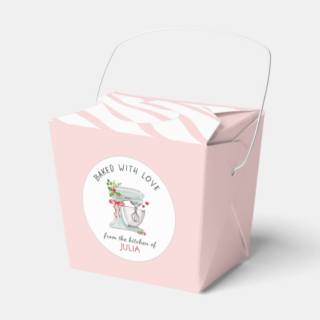 Cake Mixer Pink & white cookie Favour Box (Front Side)