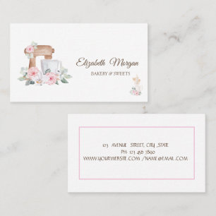 Cake Mixer,Whisk,Rolling Pin Flowers Business Card