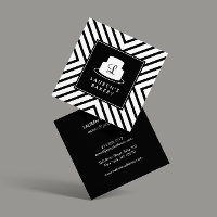 Cake Monogram Logo with Mod Stripe Pattern Bakery