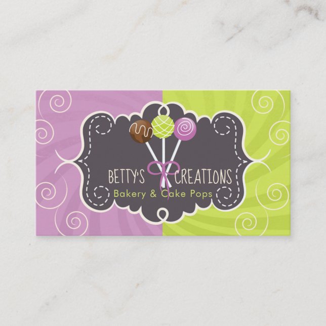 Cake Pop Bakery Design Business Card (Front)