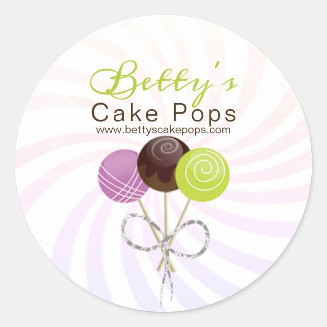 Cake Pop Bakery Stylish Design Classic Round Sticker (Front)