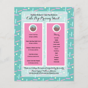 Cake Pop Business Logo Sprinkles Pricing List Flyer
