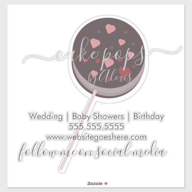 Cake Pop Cookie Logo Bakery Business Car  Sticker (Sheet)