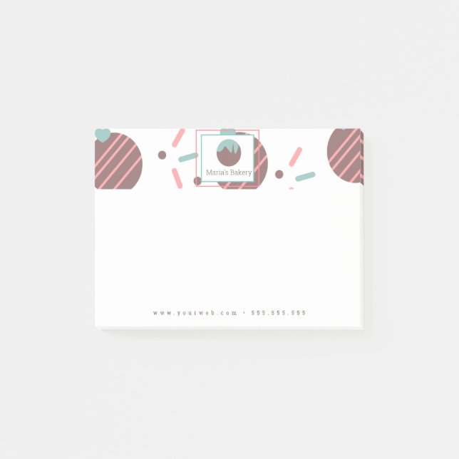 Cake Pop Sprinkles Bakery Cake Business Logo Post-it Notes (Front)