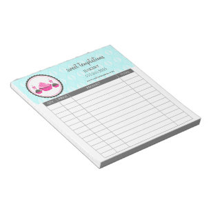 Cake Pops and Cupcake Aqua Receipts Notepad
