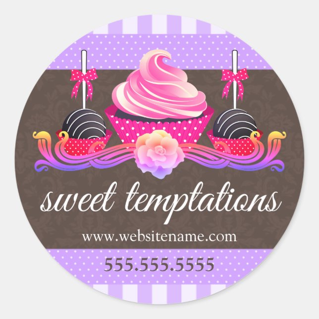 Cake Pops and Cupcake Bakery Box Seals (Front)