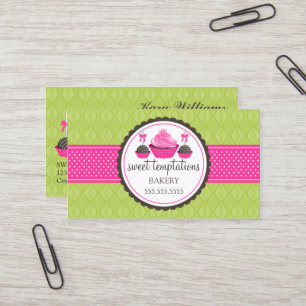 Cake Pops and Cupcake Green Pink Business Card