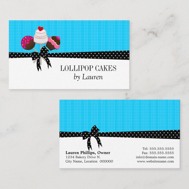 Cake Pops Aqua Business Cards (Front/Back)