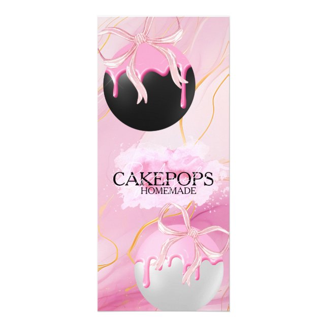 Cake Pops Baker Bakery Treats Pink Rack Card (Front)