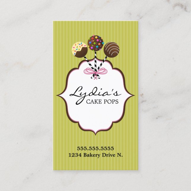 Cake Pops Bakery Business Card (Front)