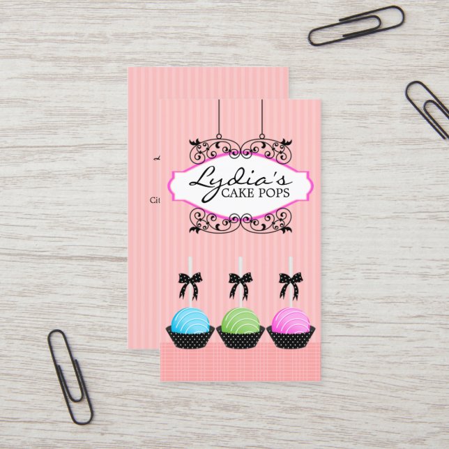 Cake Pops Bakery Business Card (Front/Back In Situ)