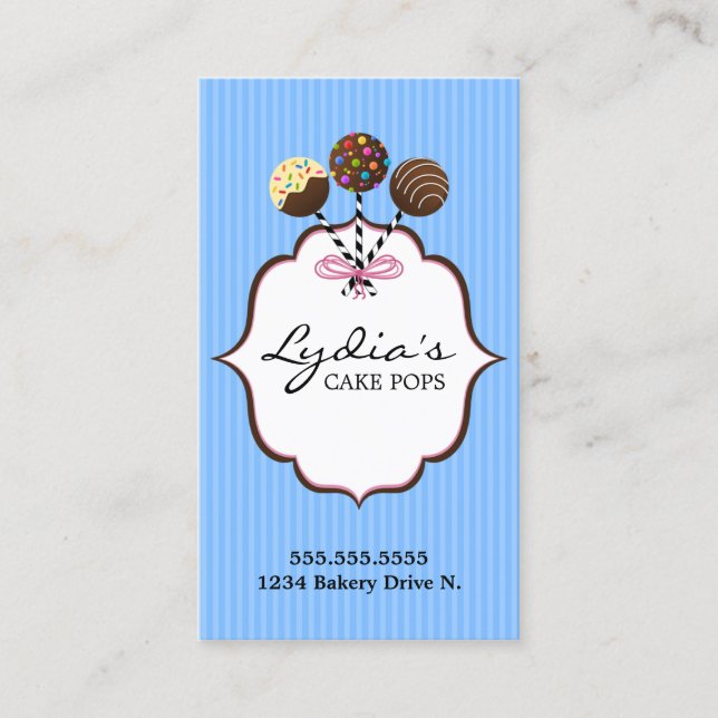 Cake Pops Bakery Business Card (Front)