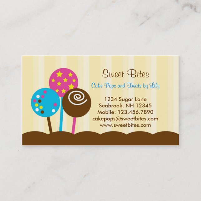 Cake Pops Bakery Business Card (Front)