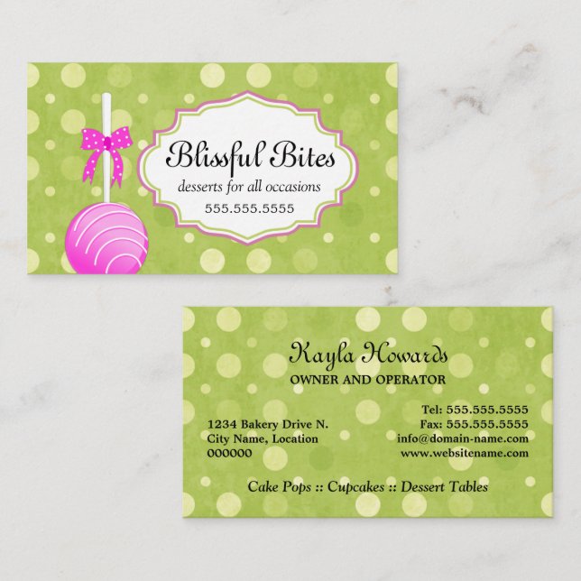 Cake Pops Bakeshop Business Card (Front/Back)