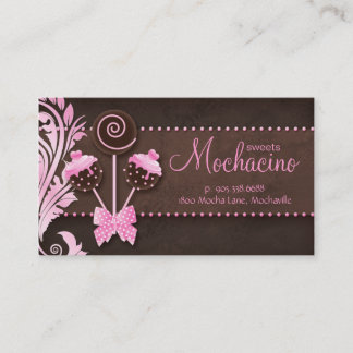 Cake Pops Business Card Bakery Pink Brown Vintage
