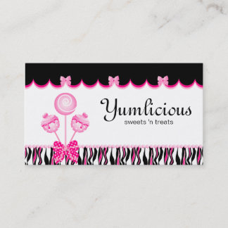 Cake Pops Business Card Bakery Retro Pink Black