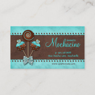 Cake Pops Business Card Bakery Sparkle Blue Brown