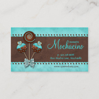 Cake Pops Business Card Bakery Sparkle Blue Brown