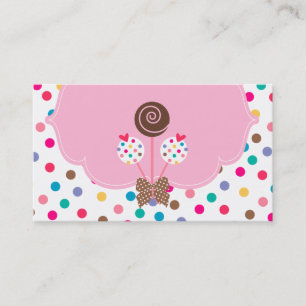 Cake Pops Business Card Polka Dots Pink Chocolate