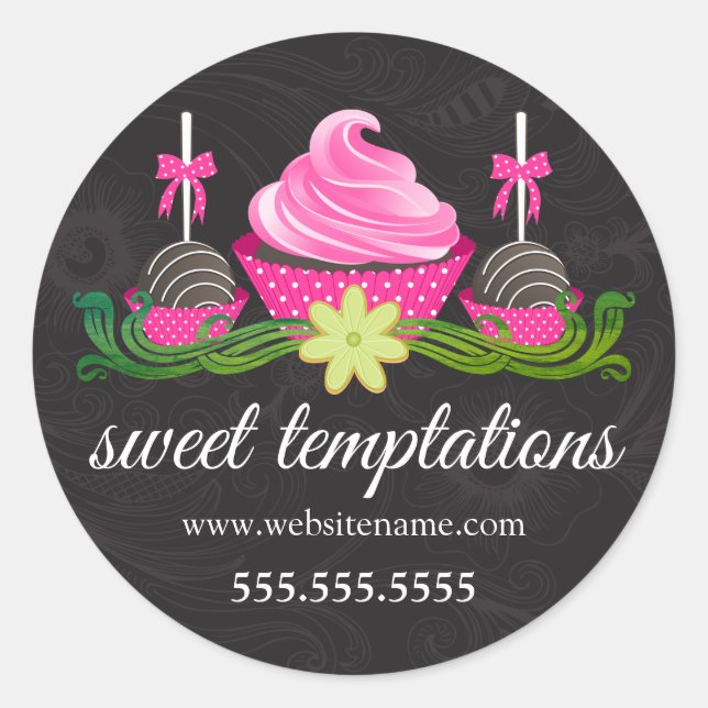 Cake Pops Cookie and Cupcake Bakery Box Seals (Front)