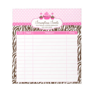 Cake Pops Cupcake Bakery Receipts Notepad