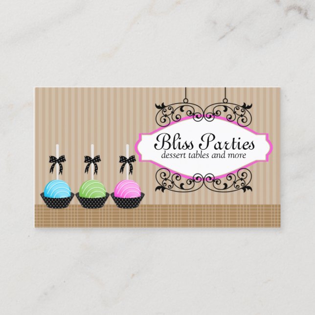 Cake Pops Desserts Business Card (Front)