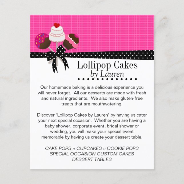 Cake Pops Hot Pink with Photo Frames Flyer (Front)